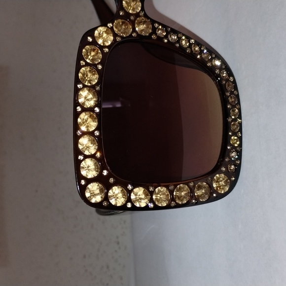 Oversized Square Bedazzled Sunglasses - Brown (NWOT) - Picture 4 of 5